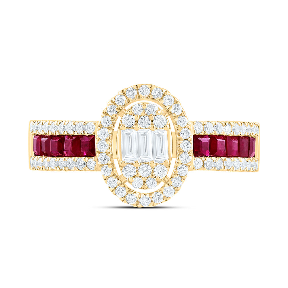 14K Yellow Or White Gold 1/2Cttw Natural Diamond Ana M Princess Natural Gem Oval Ring