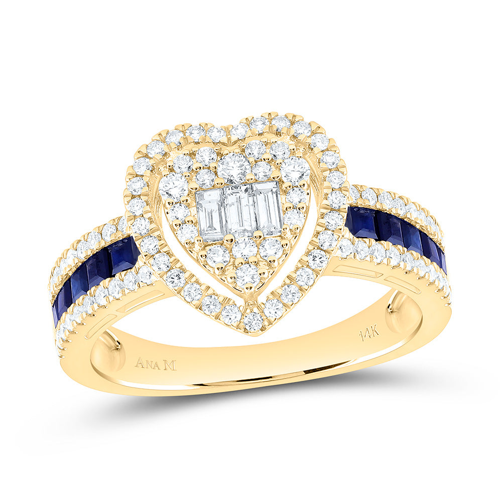 14K Yellow Or White Gold 5/8Cttw Natural Diamond Ana M Princess Natural Gem Heart Ring