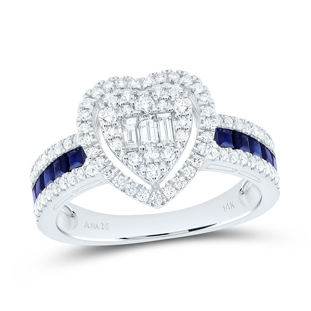 14K Yellow Or White Gold 5/8Cttw Natural Diamond Ana M Princess Natural Gem Heart Ring