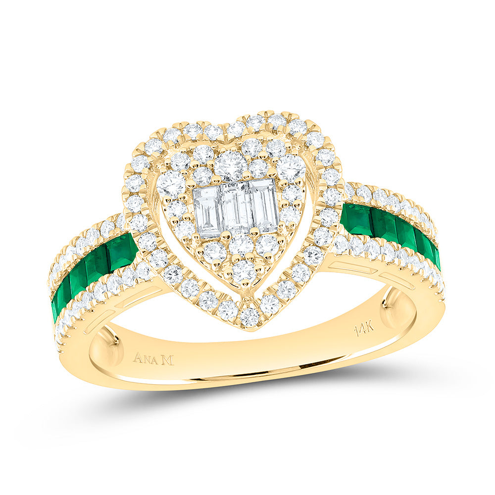 14K Yellow Or White Gold 5/8Cttw Natural Diamond Ana M Princess Natural Gem Heart Ring