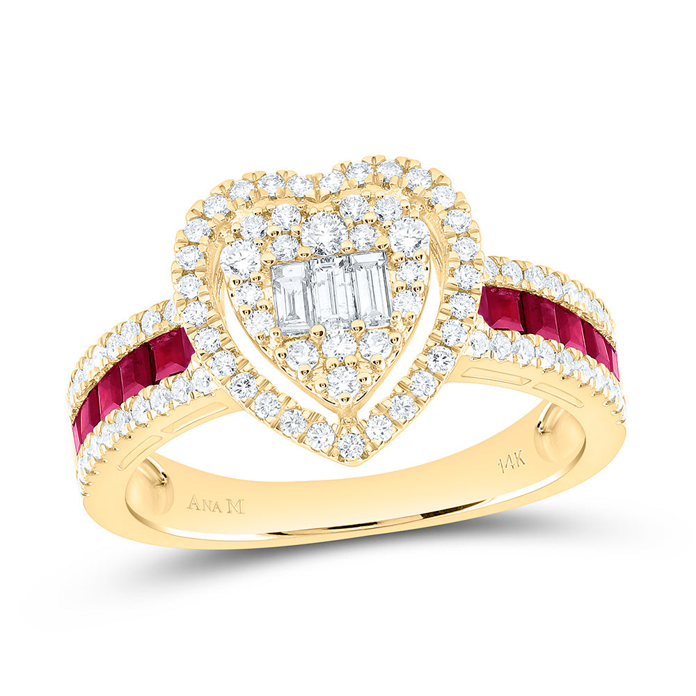 14K Yellow Or White Gold 5/8Cttw Natural Diamond Ana M Princess Natural Gem Heart Ring
