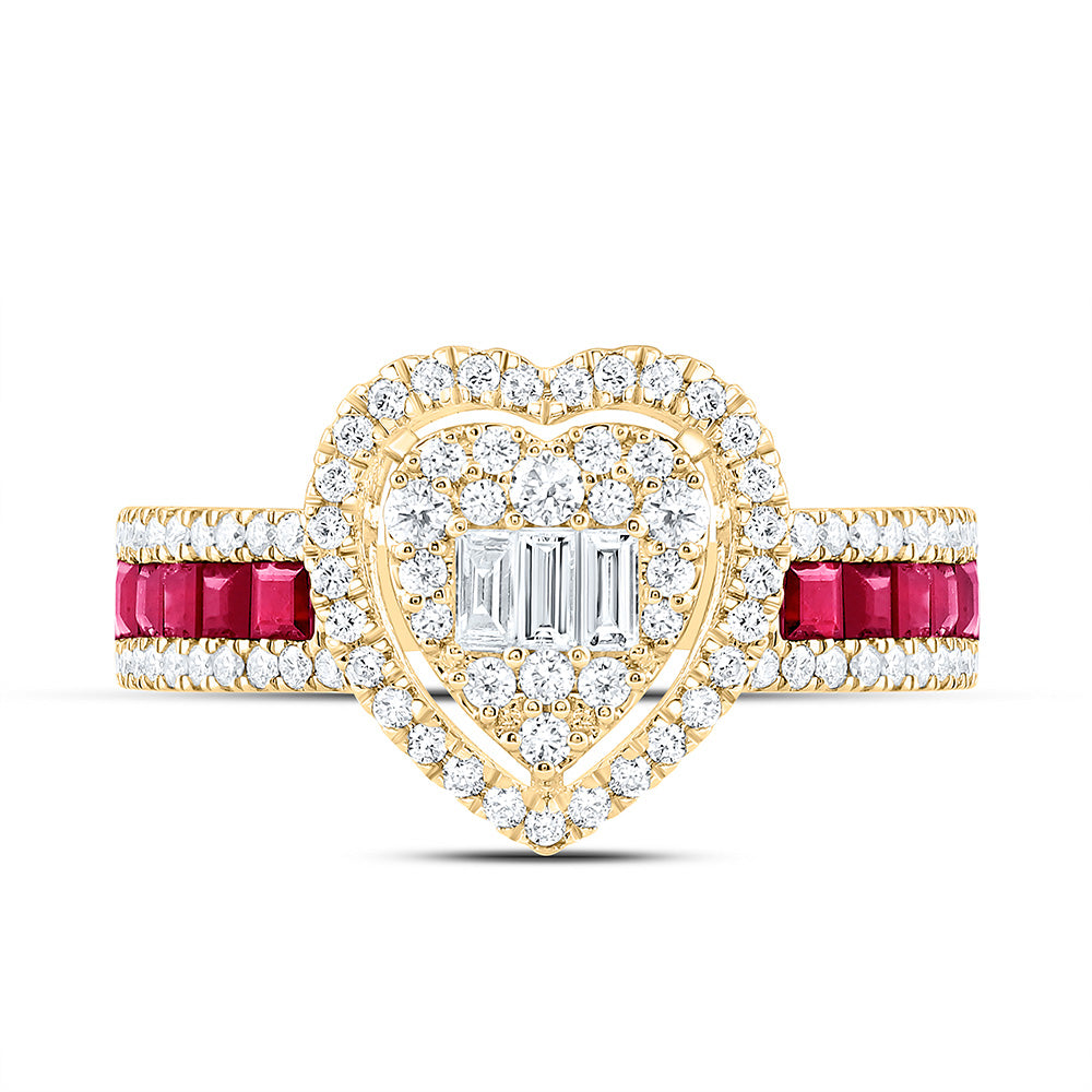 14K Yellow Or White Gold 5/8Cttw Natural Diamond Ana M Princess Natural Gem Heart Ring