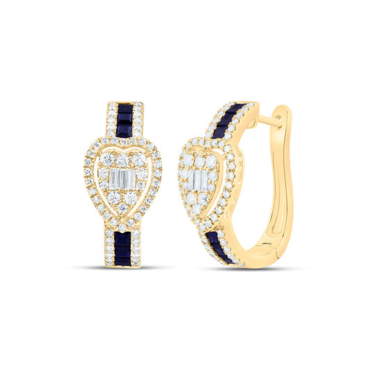 14K Yellow Or White Gold 3/4Cttw Natural Diamond Ana M Princess Natural Gem Heart Hoop Earring