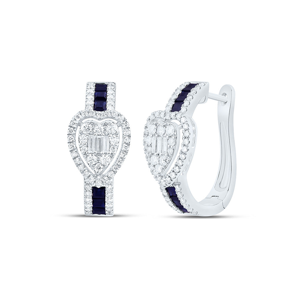 14K Yellow Or White Gold 3/4Cttw Natural Diamond Ana M Princess Natural Gem Heart Hoop Earring