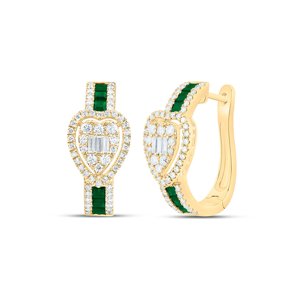 14K Yellow Or White Gold 3/4Cttw Natural Diamond Ana M Princess Natural Gem Heart Hoop Earring