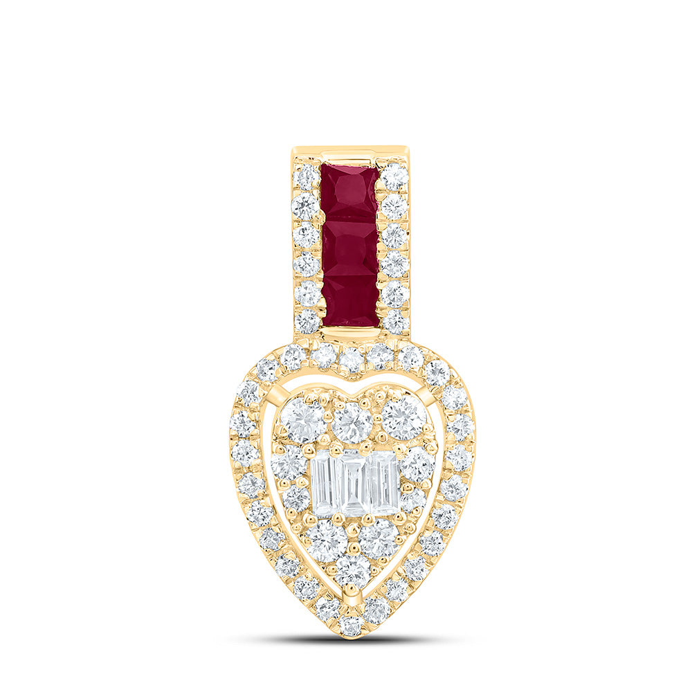 14K Yellow Or White Gold 1/3Cttw Natural Diamond Ana M Princess Natural Gem Heart Pendant