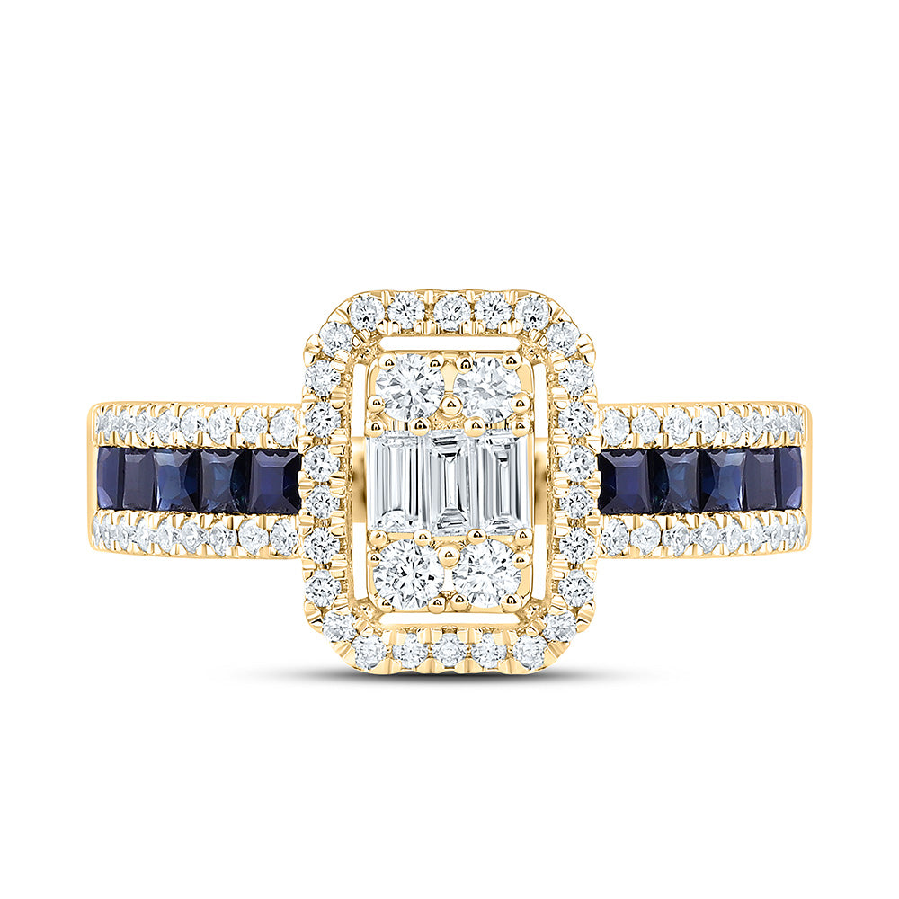 14K Yellow Or White Gold 5/8Cttw Natural Diamond Ana M Princess Natural Gem Emerald Ring