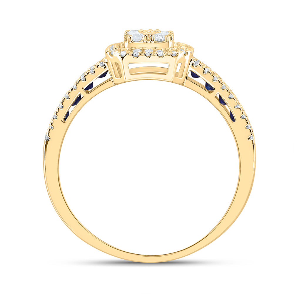 14K Yellow Or White Gold 5/8Cttw Natural Diamond Ana M Princess Natural Gem Emerald Ring