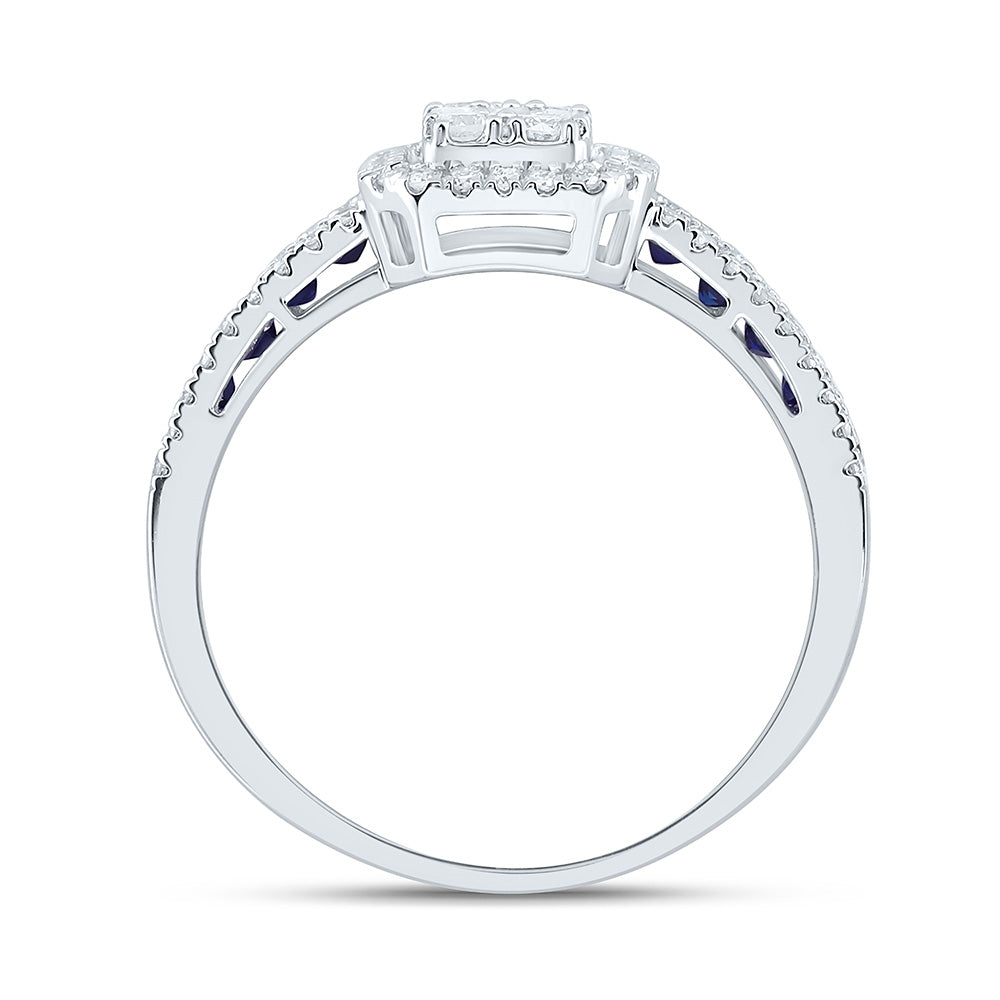 14K Yellow Or White Gold 5/8Cttw Natural Diamond Ana M Princess Natural Gem Emerald Ring