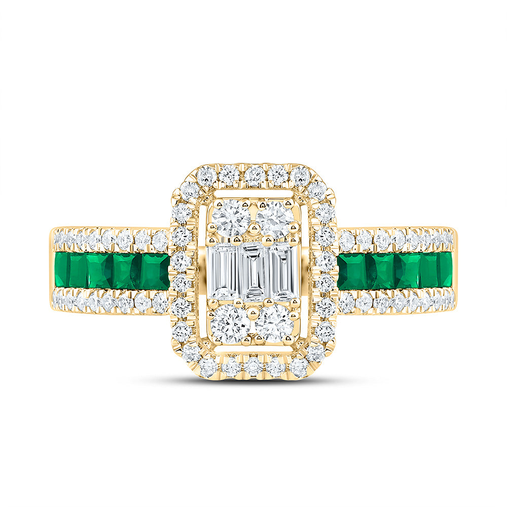 14K Yellow Or White Gold 5/8Cttw Natural Diamond Ana M Princess Natural Gem Emerald Ring