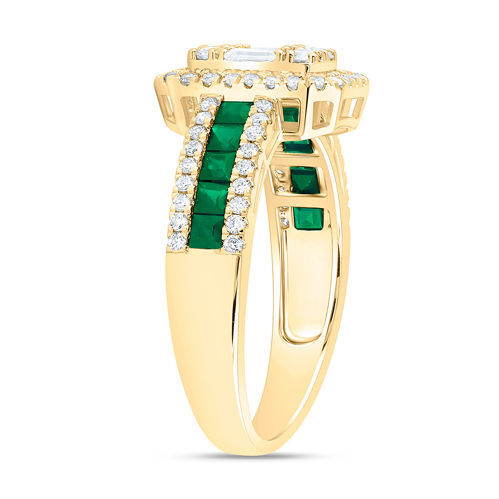 14K Yellow Or White Gold 5/8Cttw Natural Diamond Ana M Princess Natural Gem Emerald Ring