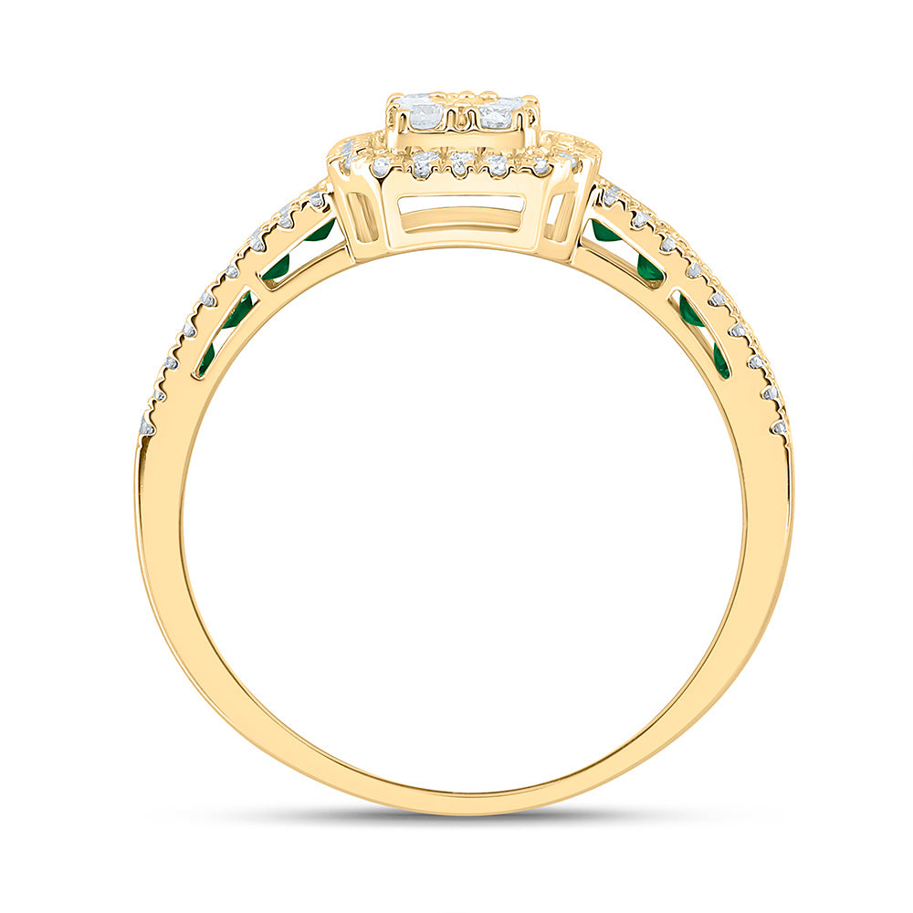 14K Yellow Or White Gold 5/8Cttw Natural Diamond Ana M Princess Natural Gem Emerald Ring