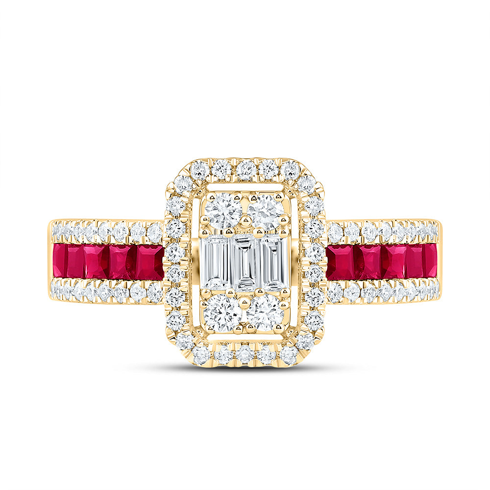 14K Yellow Or White Gold 5/8Cttw Natural Diamond Ana M Princess Natural Gem Emerald Ring