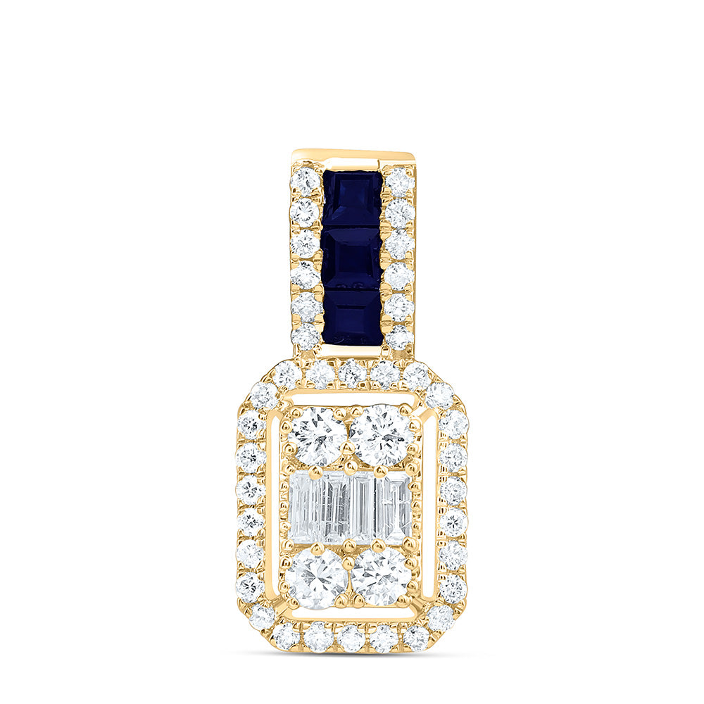 14K Yellow Or White Gold 1/3Cttw Natural Diamond Ana M Princess Natural Gem Emerald Pendant
