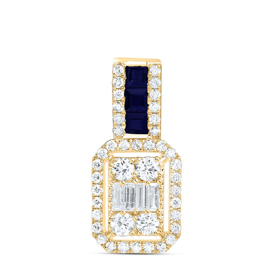 14K Yellow Or White Gold 1/3Cttw Natural Diamond Ana M Princess Natural Gem Emerald Pendant