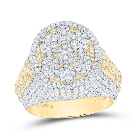 10K Yellow Gold 2 3/4Cttw Natural Diamond Cn Oval Mens Ring
