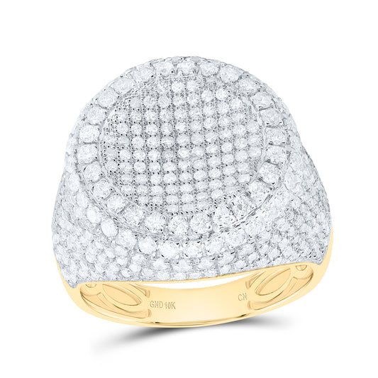 10K Yellow Gold 3 1/5Cttw Natural Diamond Cn Round Mens Ring