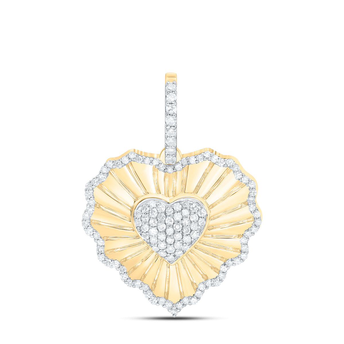 10K Yellow Gold 3/8Cttw Natural Diamond Nk Heart Pendant
