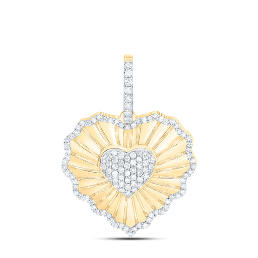 10K Yellow Gold 3/8Cttw Natural Diamond Nk Heart Pendant