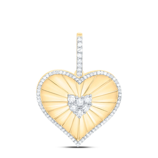 10K Yellow Gold 1/2Cttw Natural Diamond Nk Heart Pendant