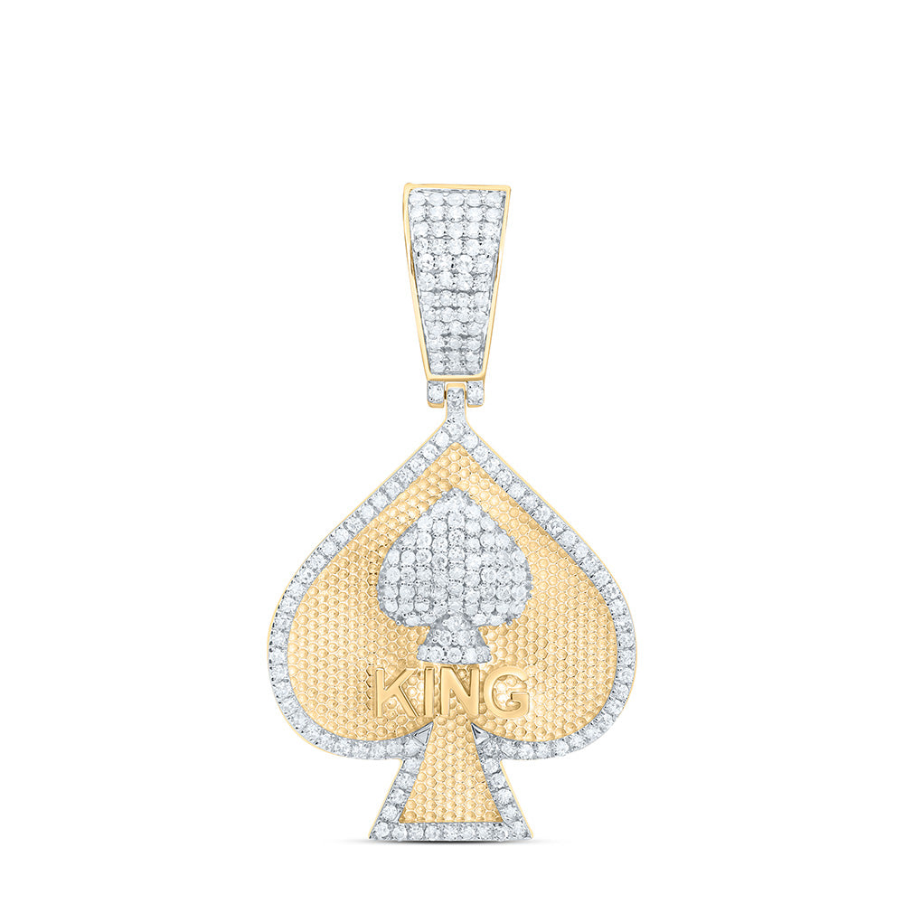 10K Yellow Gold 1/2Cttw Natural Diamond Nk King Spades Mens Charm