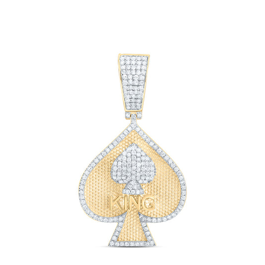 10K Yellow Gold 1/2Cttw Natural Diamond Nk King Spades Mens Charm