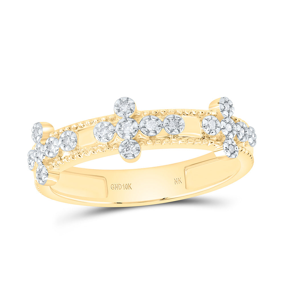 10K Yellow Gold 1/12Cttw Natural Diamond Nk Gift Cross Ring