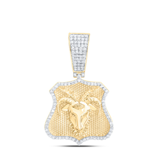 10K Yellow Gold 3/8Cttw Natural Diamond Nk Goat Mens Charm
