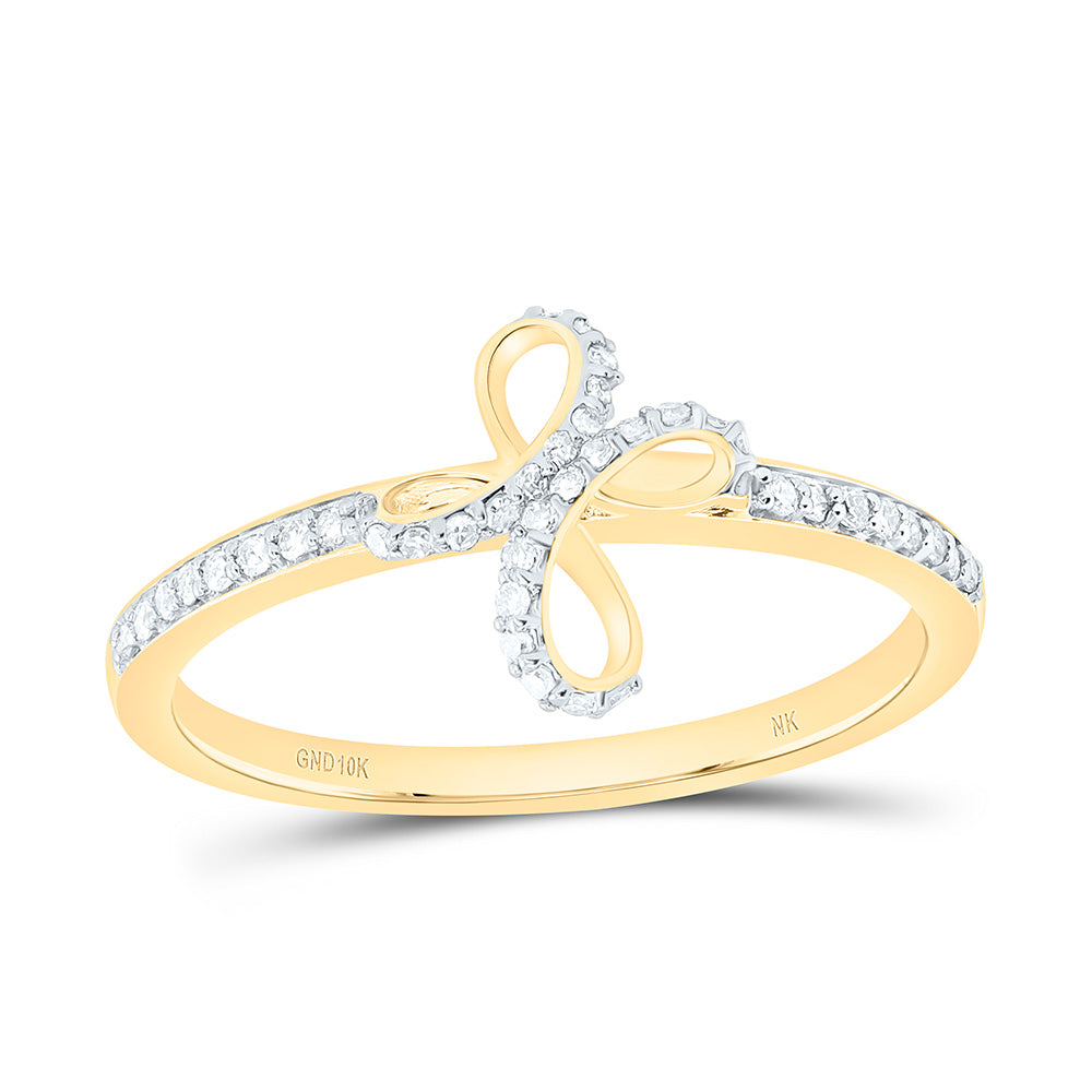 10K Yellow Gold 1/8Cttw Natural Diamond Nk Gift Cross Ring