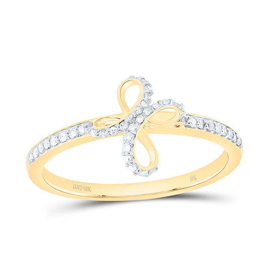 10K Yellow Gold 1/8Cttw Natural Diamond Nk Gift Cross Ring