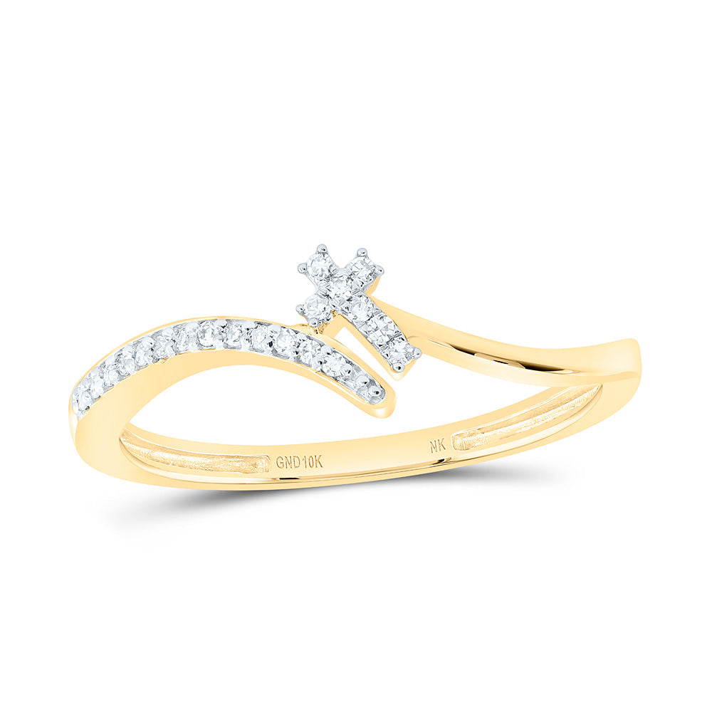 10K Yellow Gold 1/20Cttw Natural Diamond Nk Gift Cross Ring