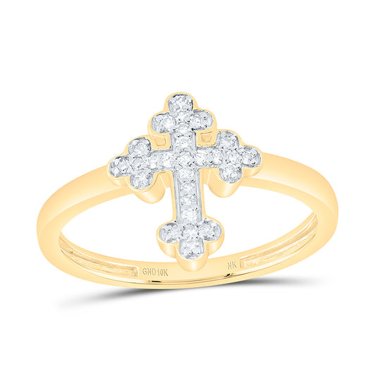 10K Yellow Gold 1/10Cttw Natural Diamond Nk Gift Cross Ring