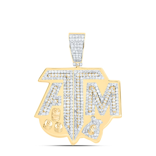 10K Yellow Gold 1 3/4Cttw Natural Diamond Nk Atm Money Mens Charm