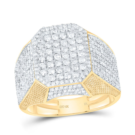 10K Yellow Gold 1 7/8Cttw Natural Diamond Nk Emerald Mens Ring