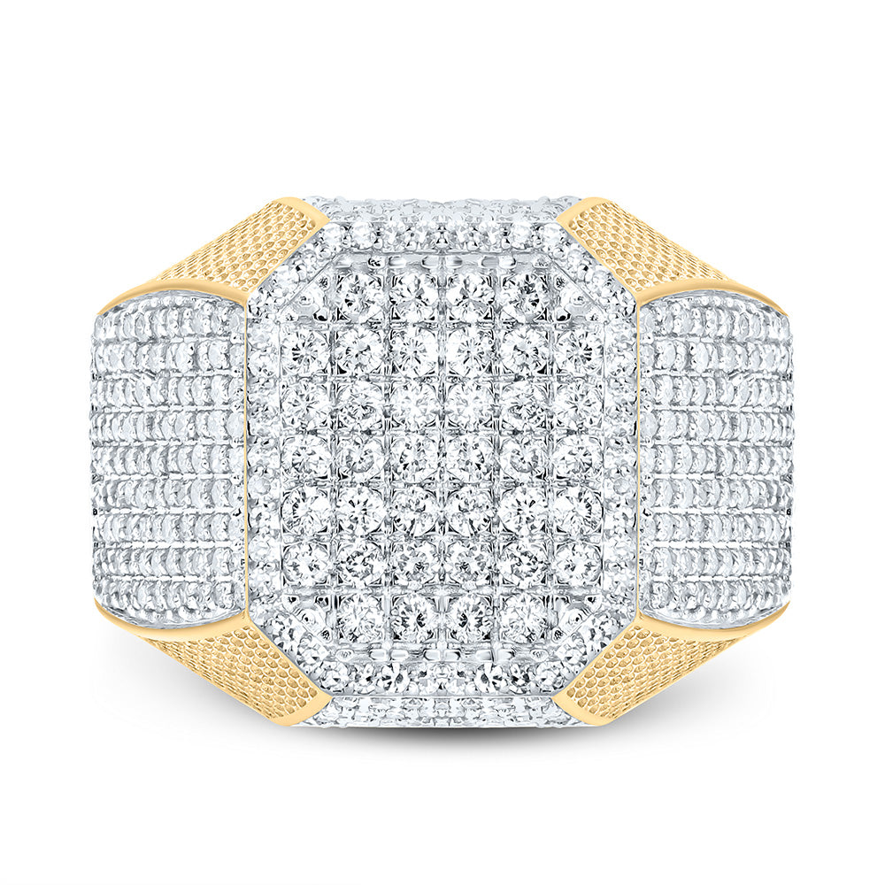 10K Yellow Gold 1 7/8Cttw Natural Diamond Nk Emerald Mens Ring