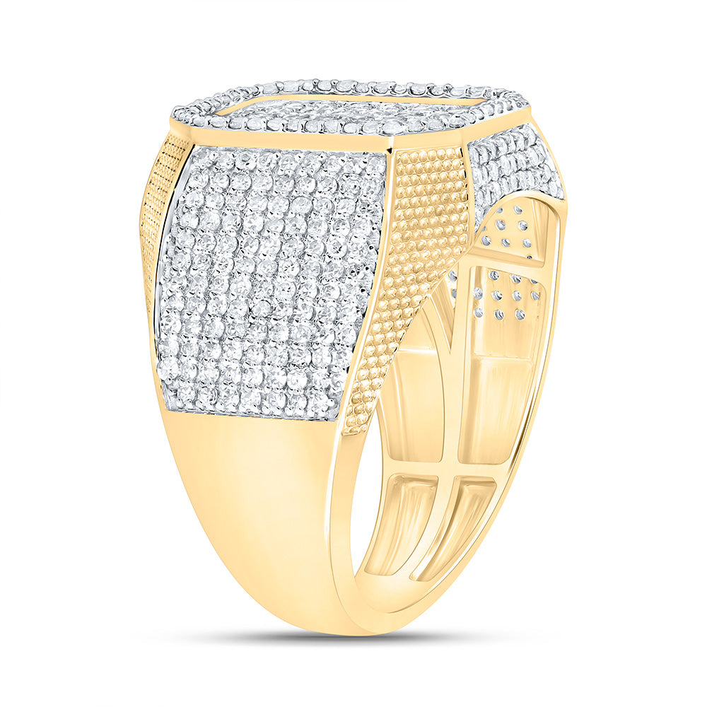 10K Yellow Gold 1 7/8Cttw Natural Diamond Nk Emerald Mens Ring