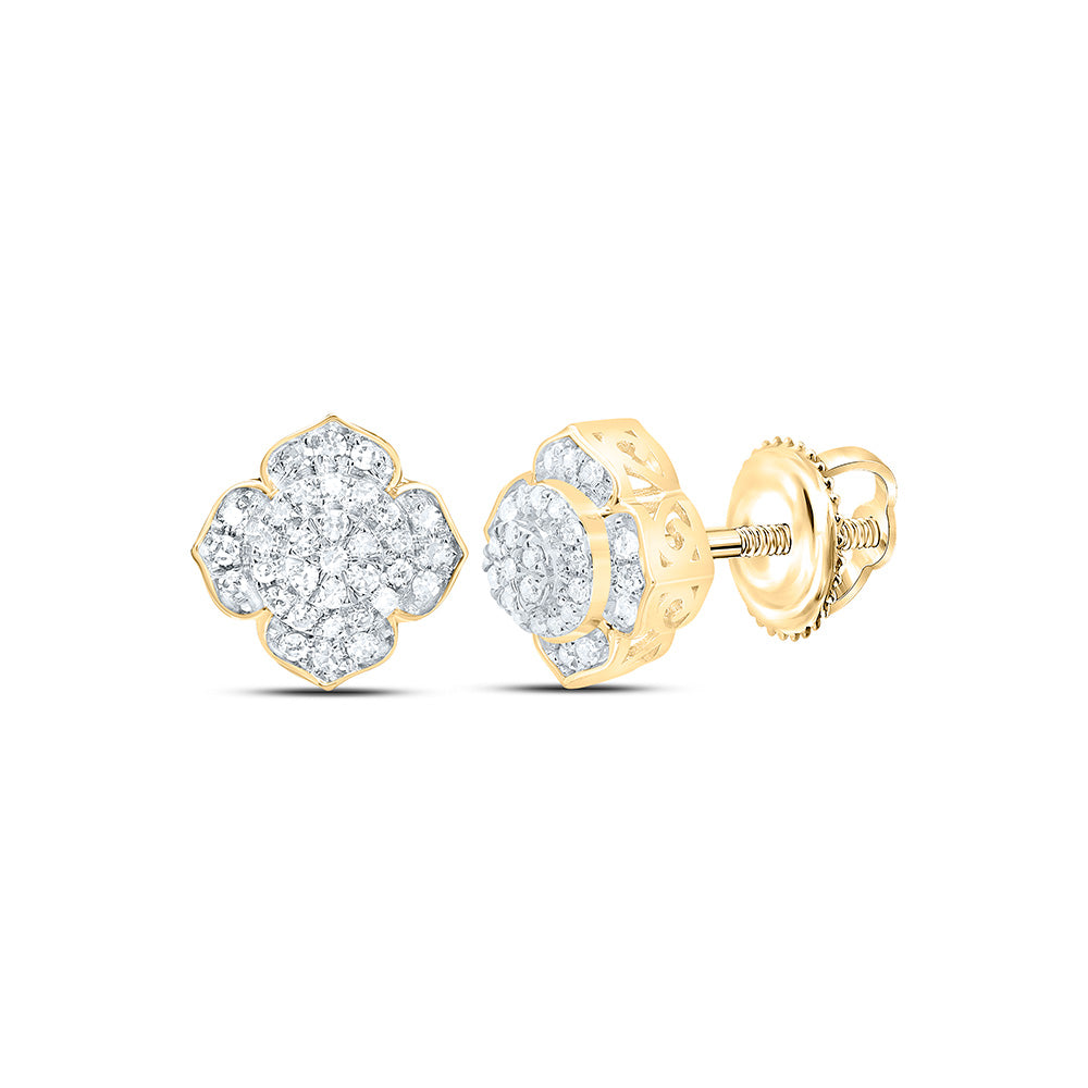 14K Yellow Gold 1/4Cttw Natural Diamond Nk Fashion Flower Earring