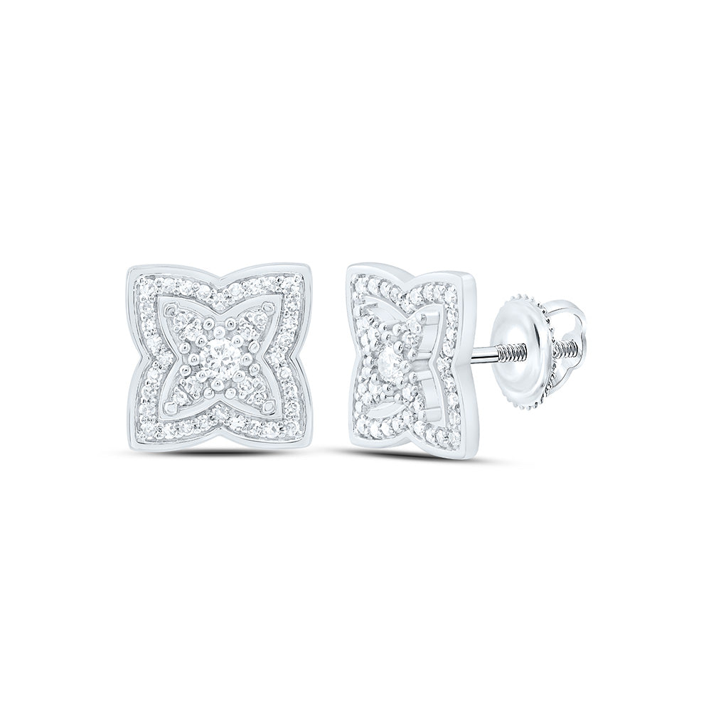 14K Yellow Or White Gold 1/3Cttw Natural Diamond Nk Fashion Flower Earring