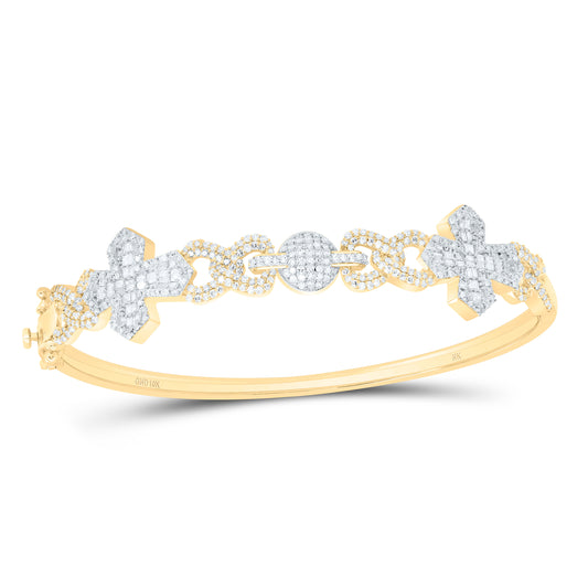 10K Yellow Gold 1 3/4Cttw Natural Diamond Nk Fashion Cross Bangle (65X55Mm)