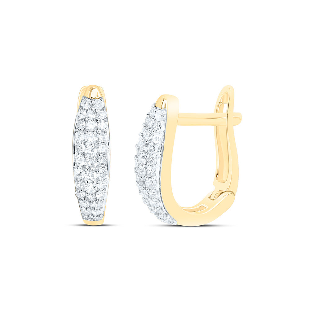 10K Yellow Or White Gold 1/4Cttw Natural Diamond Nk Fashion Hoop Earring