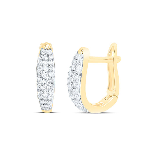 10K Yellow Or White Gold 1/4Cttw Natural Diamond Nk Fashion Hoop Earring