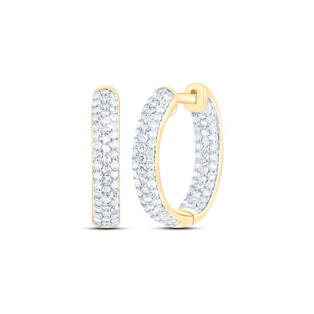 14K Yellow Or White Gold 5/8Cttw Natural Diamond Nk Fashion Hoop Earring
