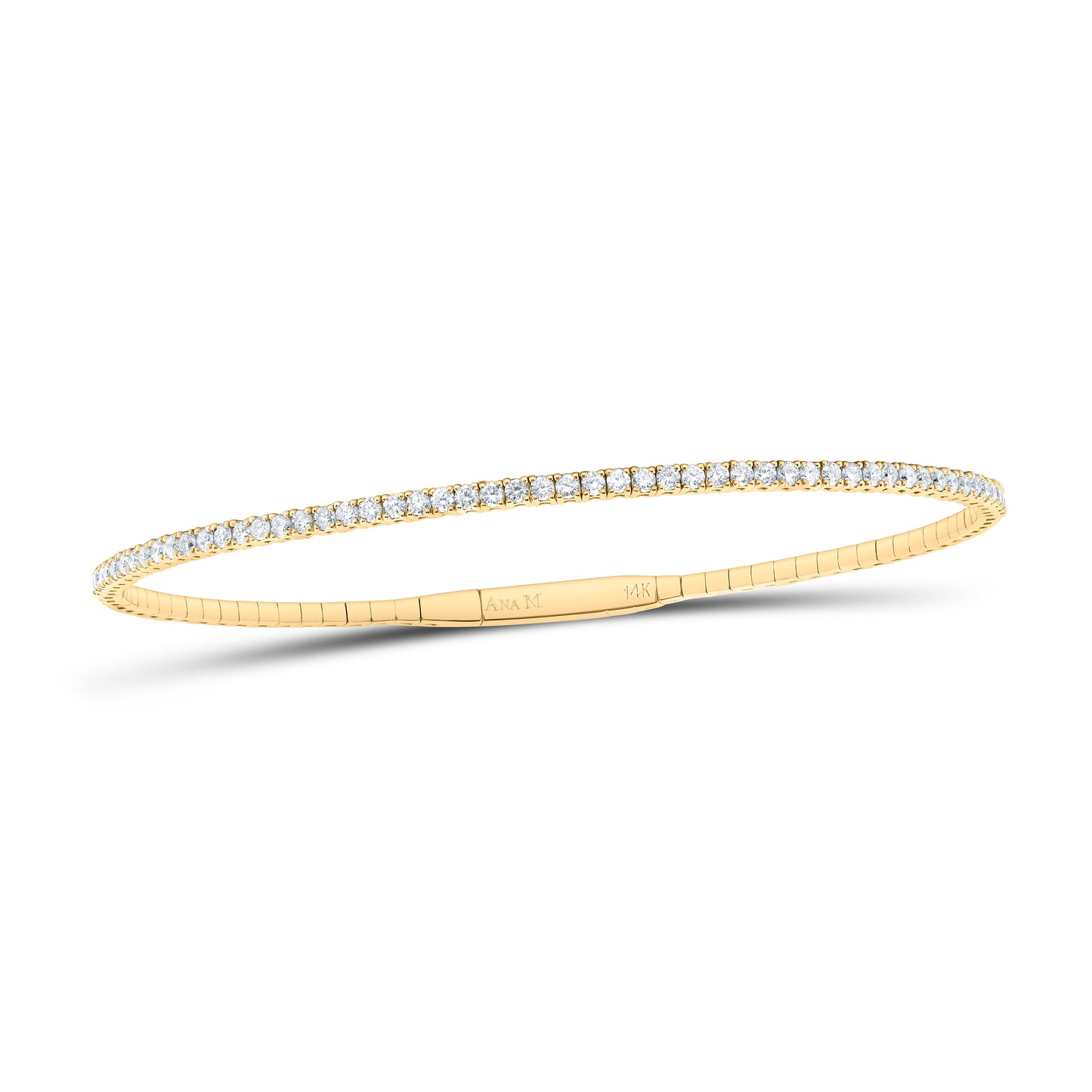 14K Yellow Or White Or Rose Gold 1 3/8Cttw Natural Diamond Ana M Fashion Tennis Bangle (65X55Mm)