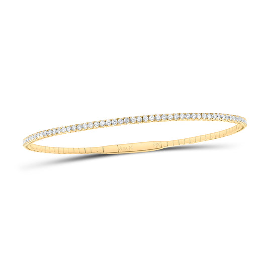 14K Yellow Or White Or Rose Gold 1 3/8Cttw Natural Diamond Ana M Fashion Tennis Bangle (65X55Mm)