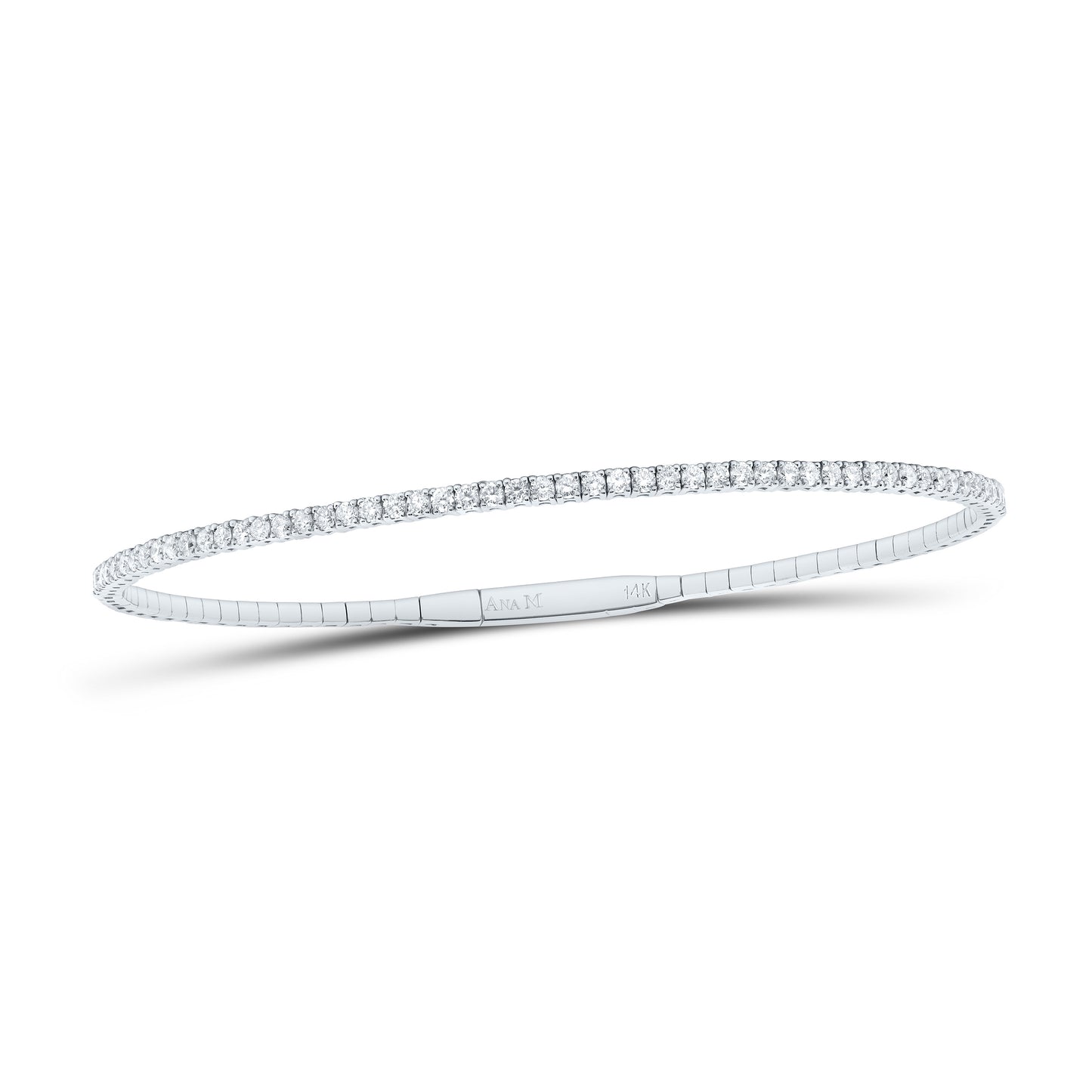 14K Yellow Or White Or Rose Gold 1 3/8Cttw Natural Diamond Ana M Fashion Tennis Bangle (65X55Mm)