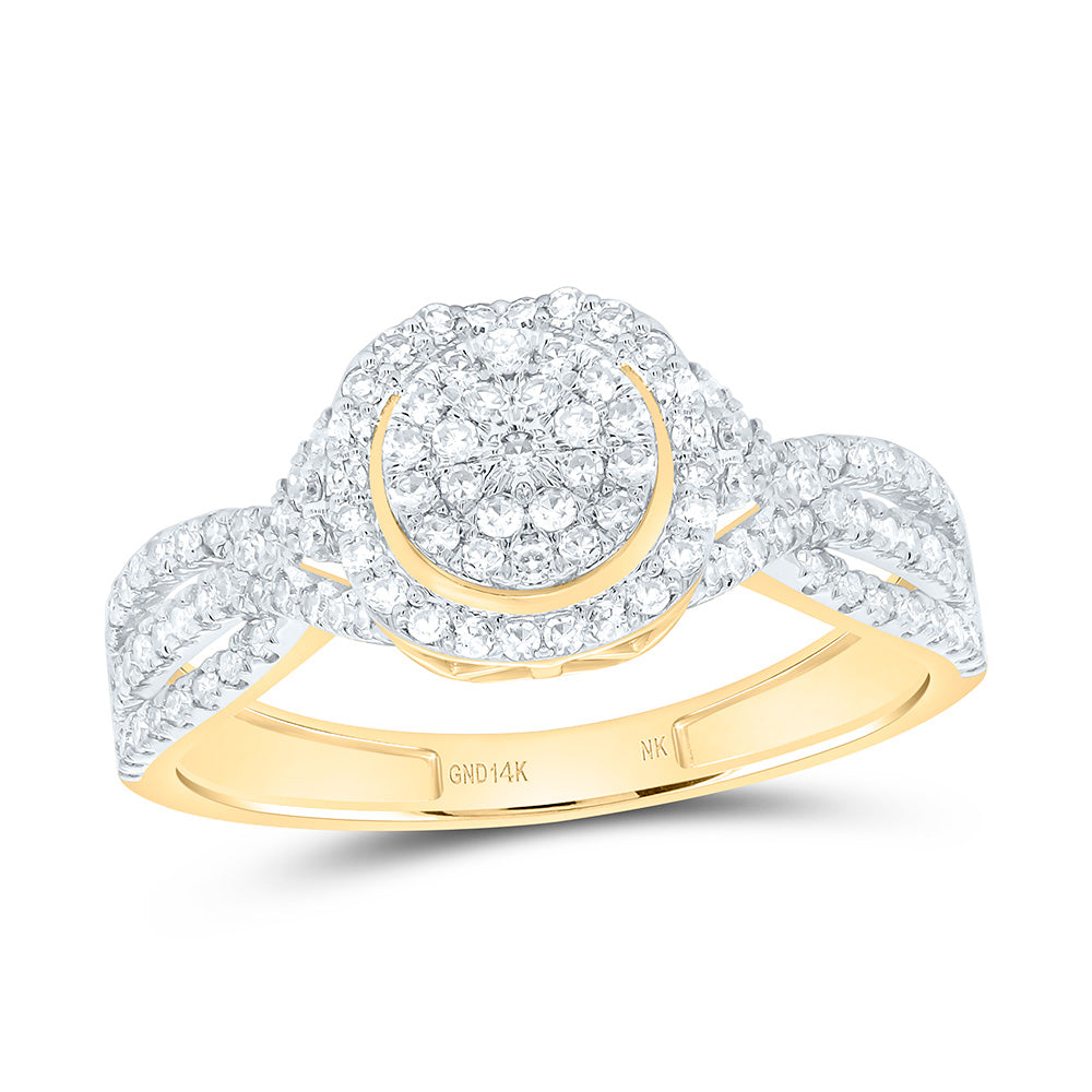 14K Yellow Or White Gold 1/2Cttw Natural Diamond Nk Fashion Round Ring