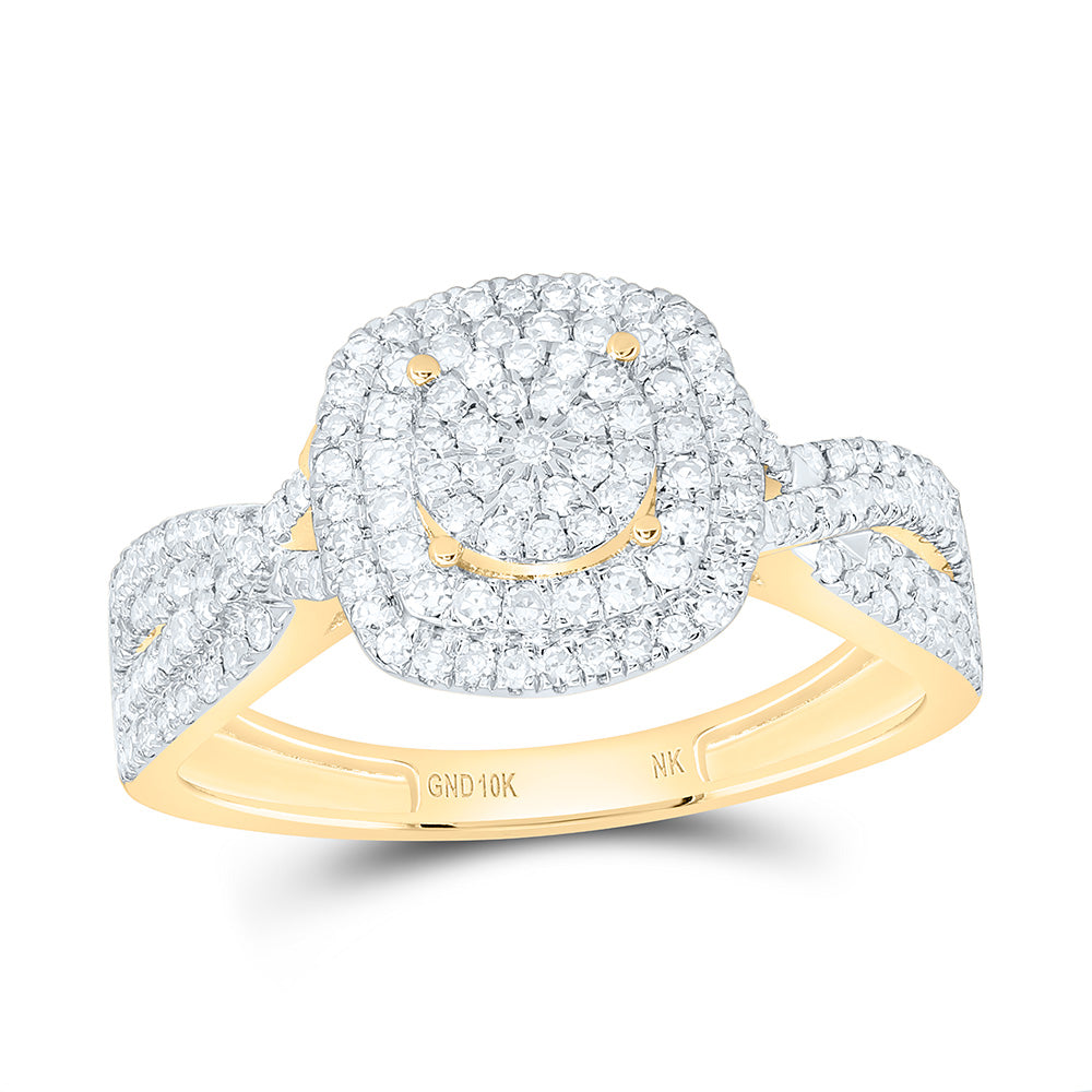 10K Yellow Or White Gold 1/2Cttw Natural Diamond Nk Fashion Cushion Ring