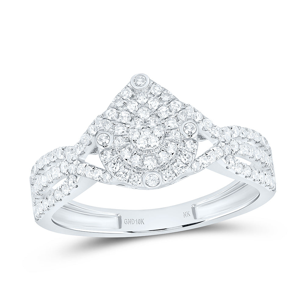 10K Yellow Or White Gold 3/8Cttw Natural Diamond Nk Fashion Pear Ring