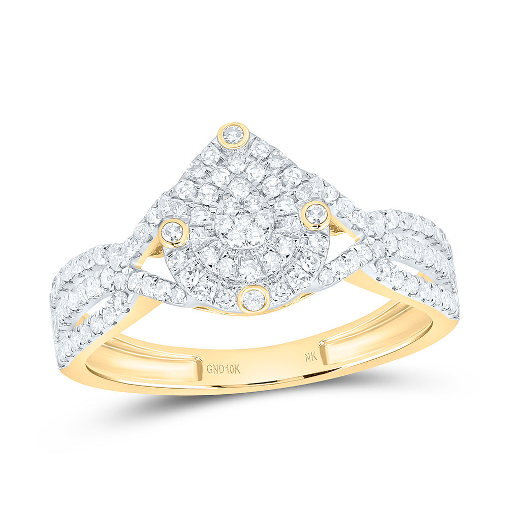 10K Yellow Or White Gold 3/8Cttw Natural Diamond Nk Fashion Pear Ring