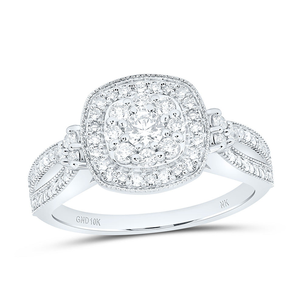 10K White Gold 3/4Cttw Natural Diamond Nk Fashion Cushion Ring